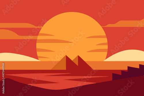 sunset over the desert