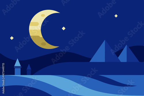 moon and stars on the beach