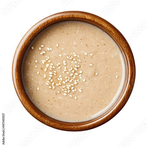 a bowl of creamy peanut butter smooth and rich isolated on transparent background.