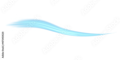 Transparent airflow wind wave with soft blue motion lines for air conditioner or fresh breeze concept PNG