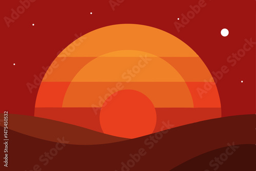 vector illustration of a sunset