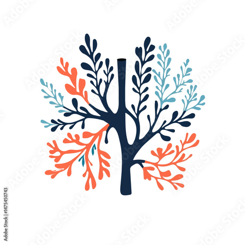 2D flat Lungs vector illustration, isolated on a white background.