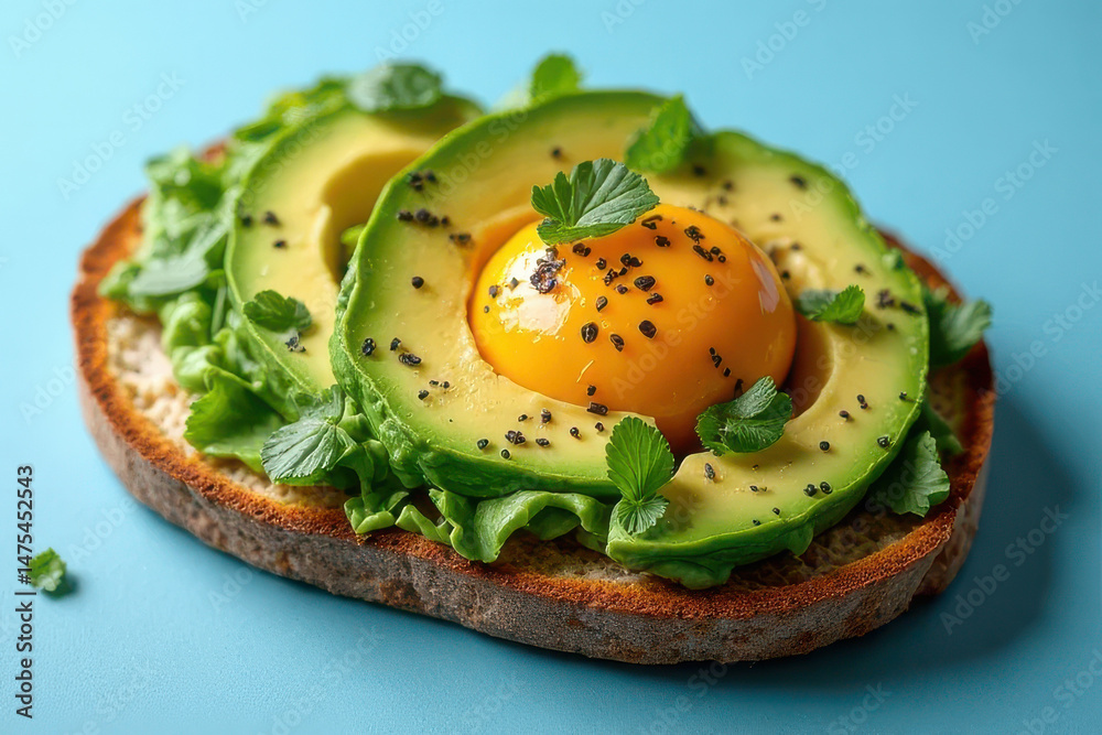 Delicious Avocado Toast Photography: Rustic Corner, Pastel Blue Background, Clean Food Style Delicious Avocado Toast Photography: Rustic Corner, Pastel Blue Background, Clean Food Style
