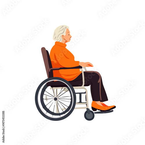 2D flat vector illustration of Elderly Care, isolated on a white background.