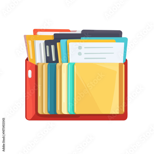 Folder With Documents 2D flat vector illustration, isolated on a white background.