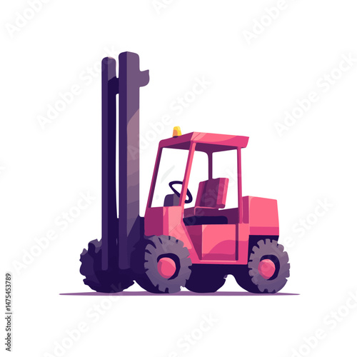 2D flat vector illustration of Forklift, isolated on a white background.