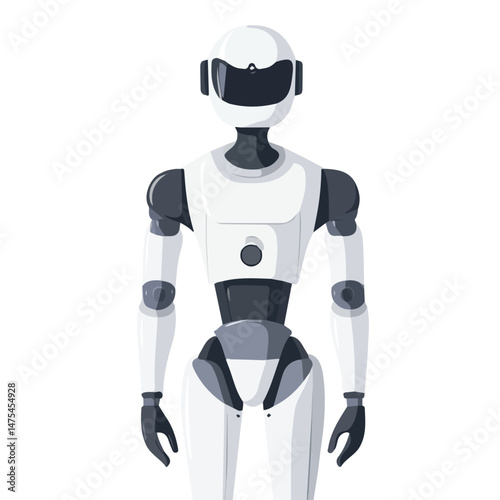 2D flat Humanoid Robot vector illustration, isolated on a white background.