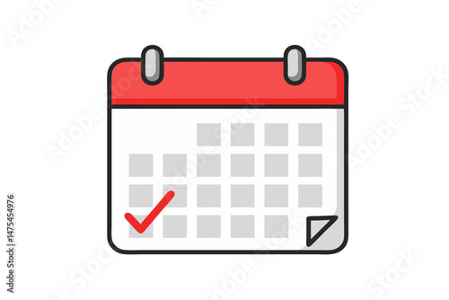 Calendar icon with checkmark on a simple background  