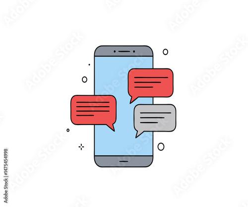 Smartphone displaying message notifications in colorful style  