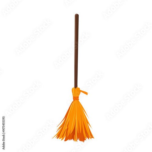 2D flat Halloween Broomstick vector illustration, isolated on a white background.