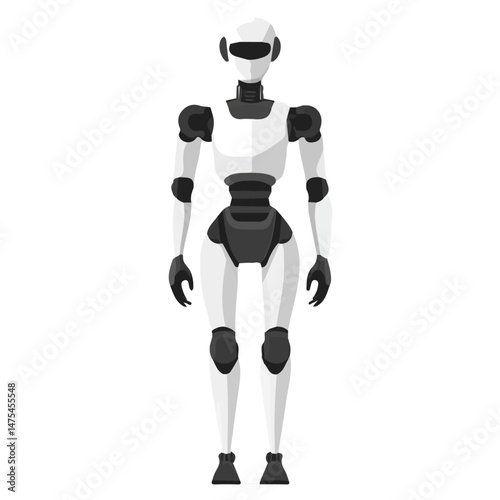 2D flat Humanoid Robot vector illustration, isolated on a white background.
