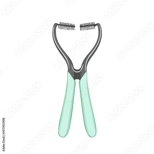 2D flat vector illustration of Eyelash Curler, isolated on a white background.