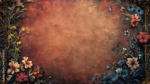 Ornate floral frame on textured background