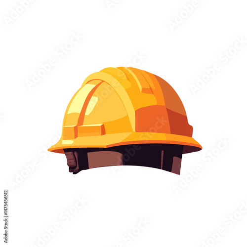 2D flat vector illustration of Engineer Helmet, isolated on a white background.