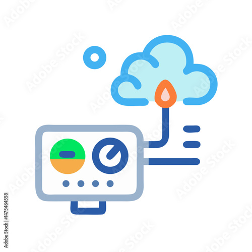Cloud server connection with control panel illustration icon