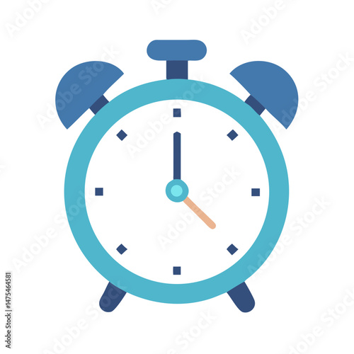 Blue Alarm Clock Illustration on Black Background