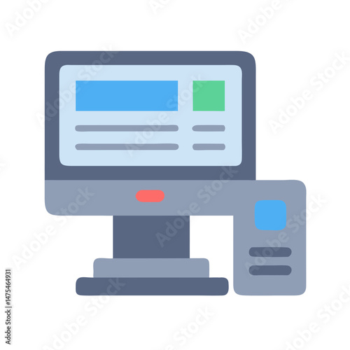 Retro computer icon, desktop PC symbol illustration graphic