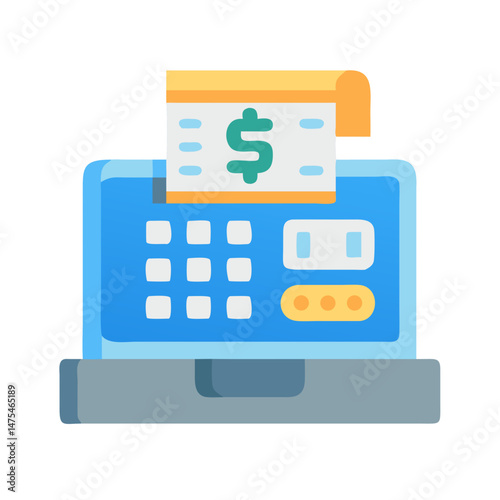 Digital Cash Register Icon for Business Transactions
