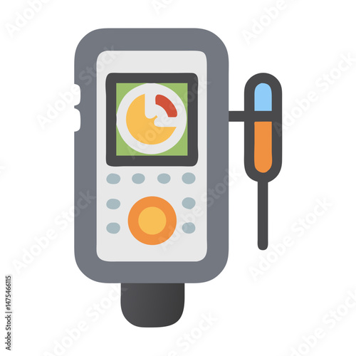 Handheld device with probe and data displayed onscreen