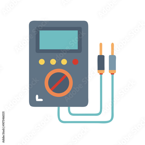 Digital multimeter icon on black background, electrical measurement tool