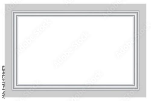 Close up of white decorative baseboard with wooden frame molding on empty room wall interior for architecture background