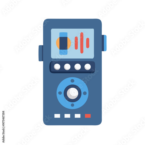 Digital audio recorder flat icon on black background