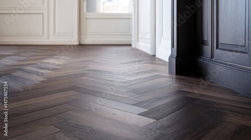 Wallpaper Mural Luxury Hardwood Herringbone Flooring in Modern Home Entryway Torontodigital.ca