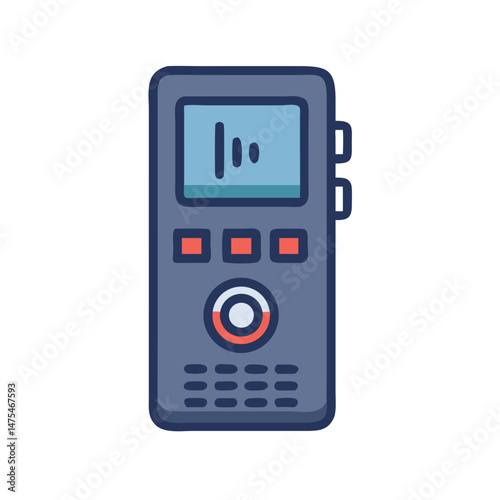 Digital Voice Recorder Illustration Isolated on Black Background