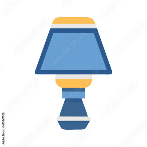 Stylized Blue and Yellow Bedside Table Lamp Icon