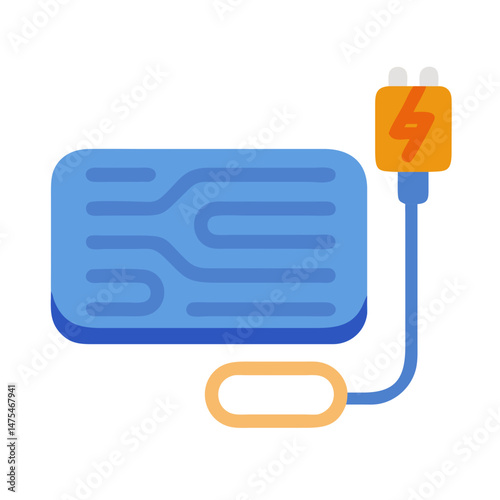 Heating pad with electrical plug and controller icon