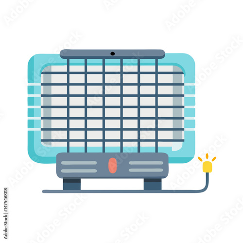Electric bug zapper illustration with lightbulb on black