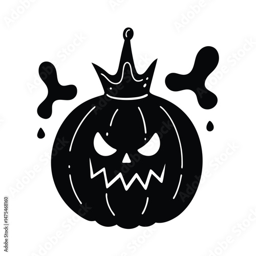 pumpkin with crown slime vector silhouette