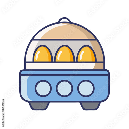 Cute cartoon egg incubator vector illustration on black