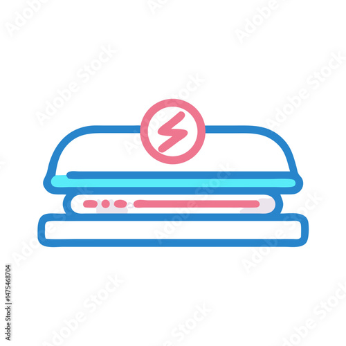 Electric Stapler Icon with Pink and Blue Colors