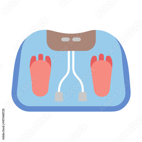 Weight scale with footprints in simple flat illustration