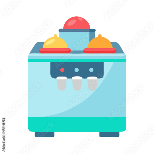 Frozen Yogurt Dispenser Cartoon Illustration with Simple Style