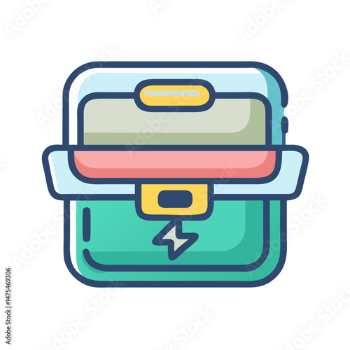 Modern Electric Power Box Illustration with Lightning Bolt Icon