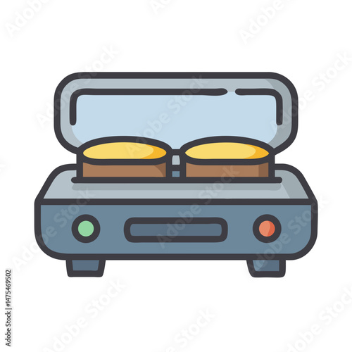 Open Toaster Icon with Toast Ready to Serve