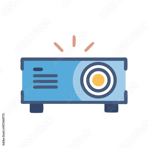 Bright Blue Projector Illustration for Presentation or Home Theater