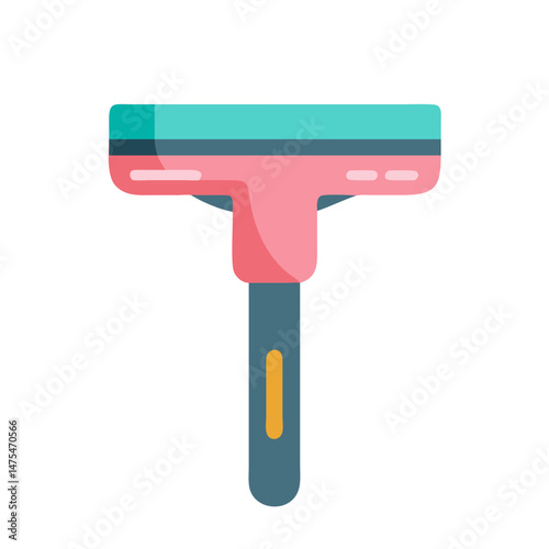 Stylized shower squeegee with vibrant colors on black background