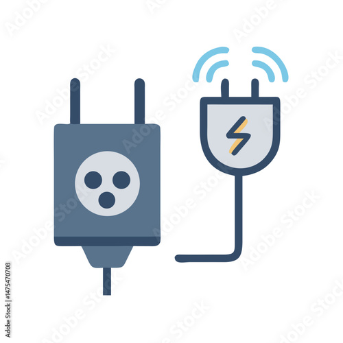 Electrical Outlet and Plug Illustration on Black Background