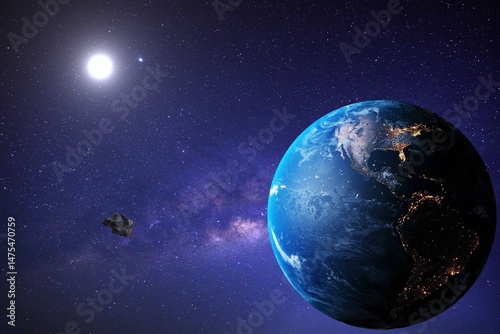 Fototapeta Naklejka Na Ścianę i Meble -  universe earth space planet sunny galaxy stars
