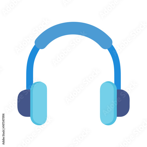 Blue headset vector icon for audio and music