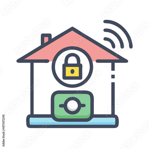Smart Home Security System Icon Illustration Concept