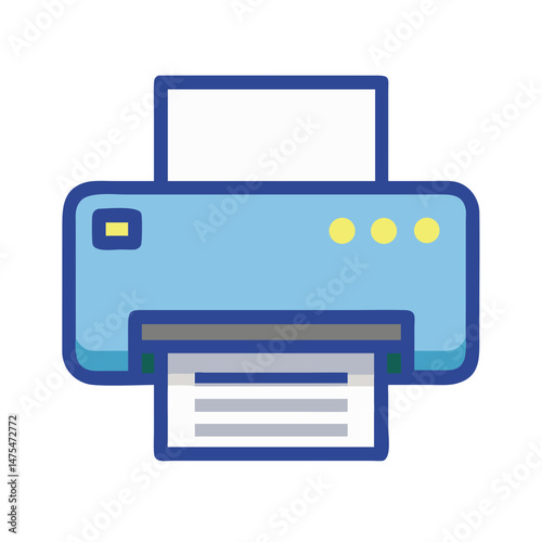 Blue Printer Icon Vector Illustration on Black Background