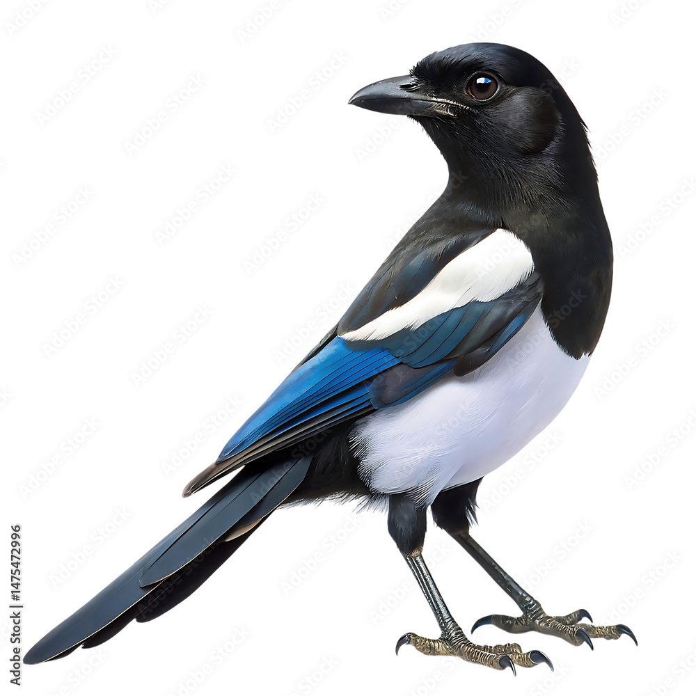 Fototapeta premium Stunning Magpie Robin Isolated On Transparent Background. Magpie Robin Bird PNG.