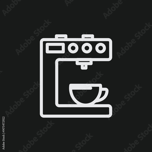 Minimalist Black and White Coffee Maker Line Art Digital Illustration