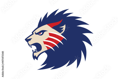 Angry Lion with Mohawk Hair Illustration