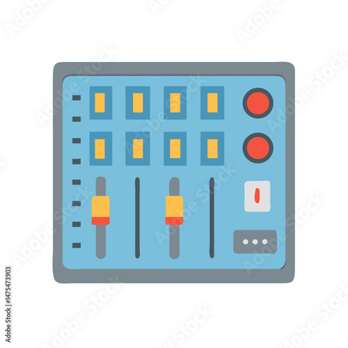 Audio mixing console with faders and buttons icon