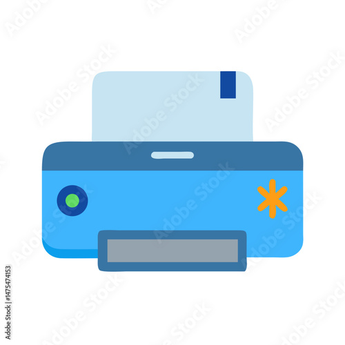 Blue Cartoon Printer Icon for Office and Home